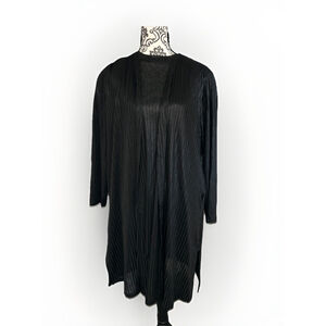 Lane Bryant 18/20 Black Open Front Foil Rib Duster With Matching Tank